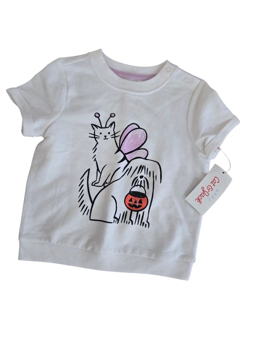 Cat & Jack Baby Halloween Trick or Treat Graphic Tee Shirt Size 12M NWT